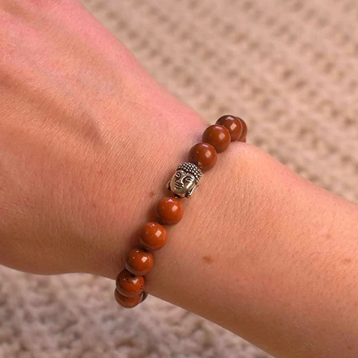 Jaspis Naturstein Buddha Perlen Armband