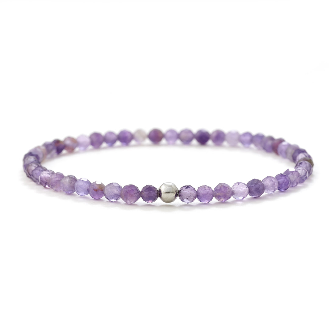 Amethyst Bracelet with Silver Bead + Amethyst Necklace