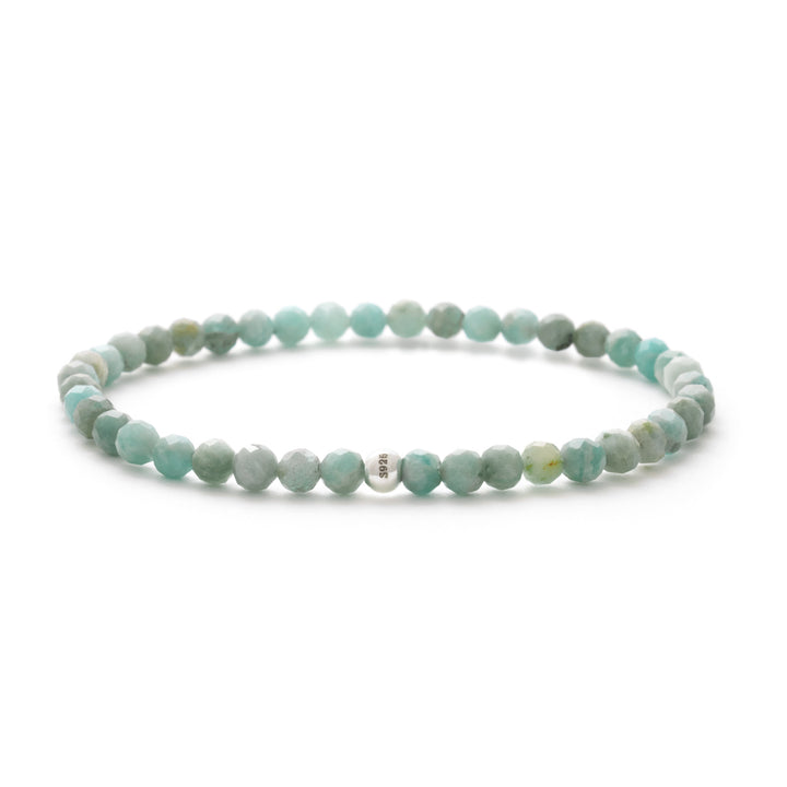 Amazonit Naturstein Perlen Armband mit Silberperle