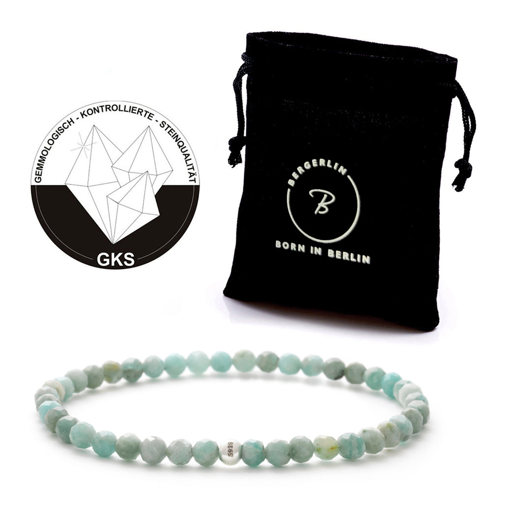 Amazonit Naturstein Perlen Armband mit Silberperle