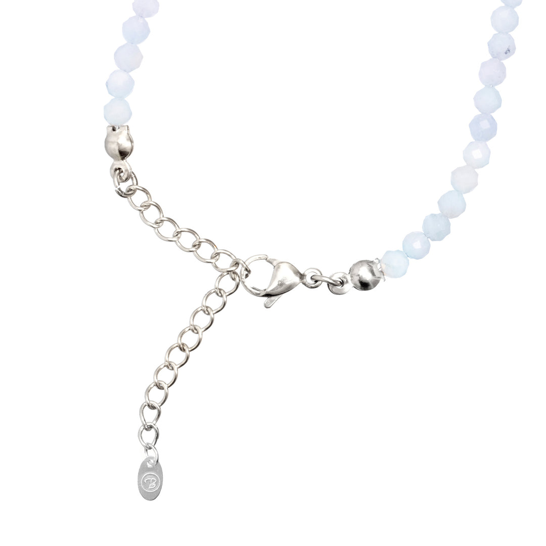 Aquamarin Naturstein Perlen Halskette