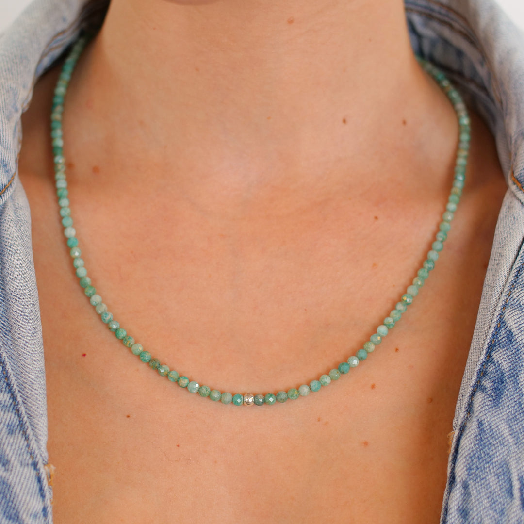 Amazonit Naturstein Perlen Halskette