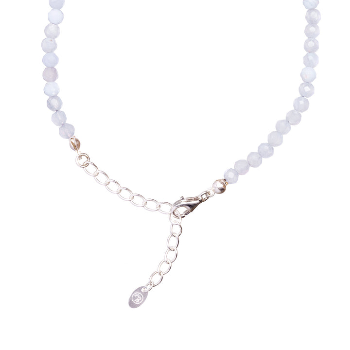 Chalcedon Naturstein Perlen Halskette