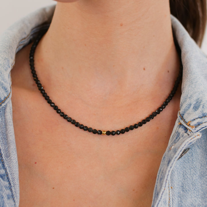 Onyx Naturstein Perlen Halskette (Achat farblich beh.)