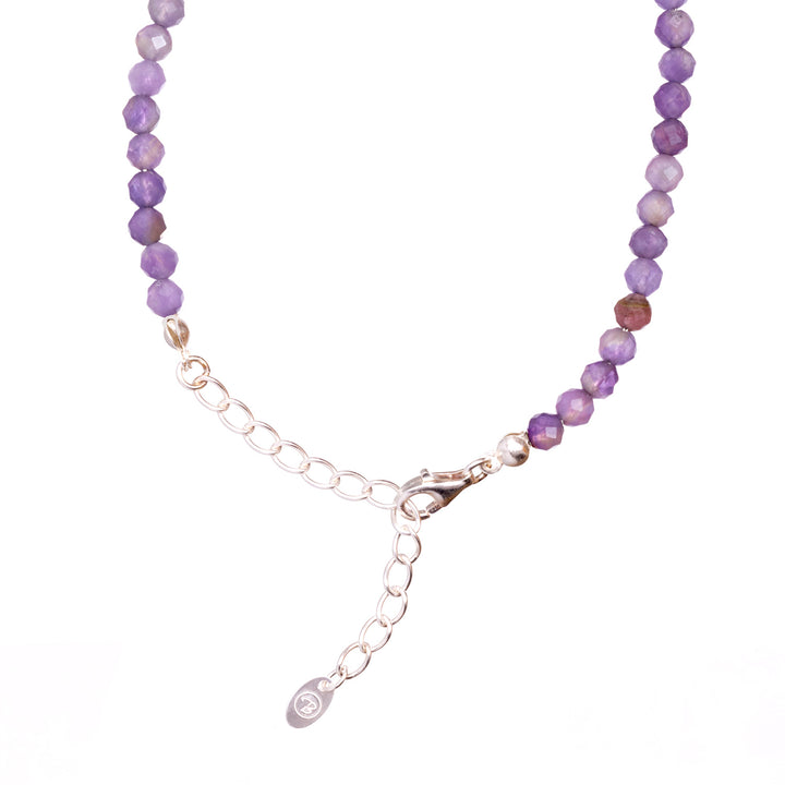 Amethyst Bracelet with Silver Bead + Amethyst Necklace