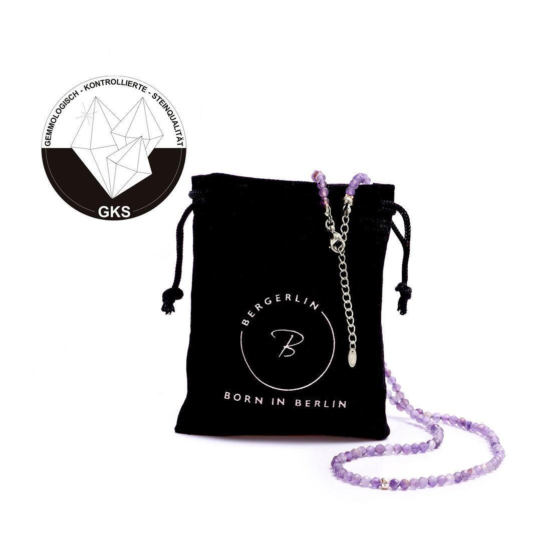 Amethyst Bracelet with Silver Bead + Amethyst Necklace