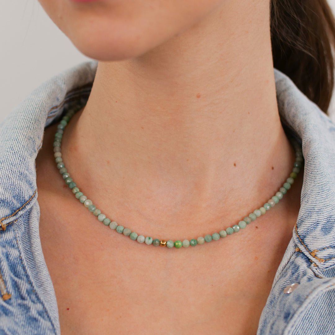 Amazonit Naturstein Perlen Halskette
