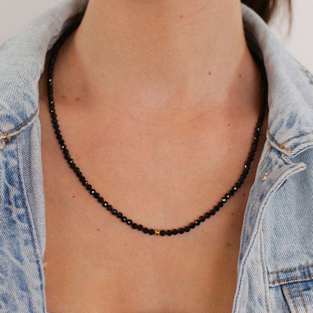 Onyx Naturstein Perlen Halskette (Achat farblich beh.)