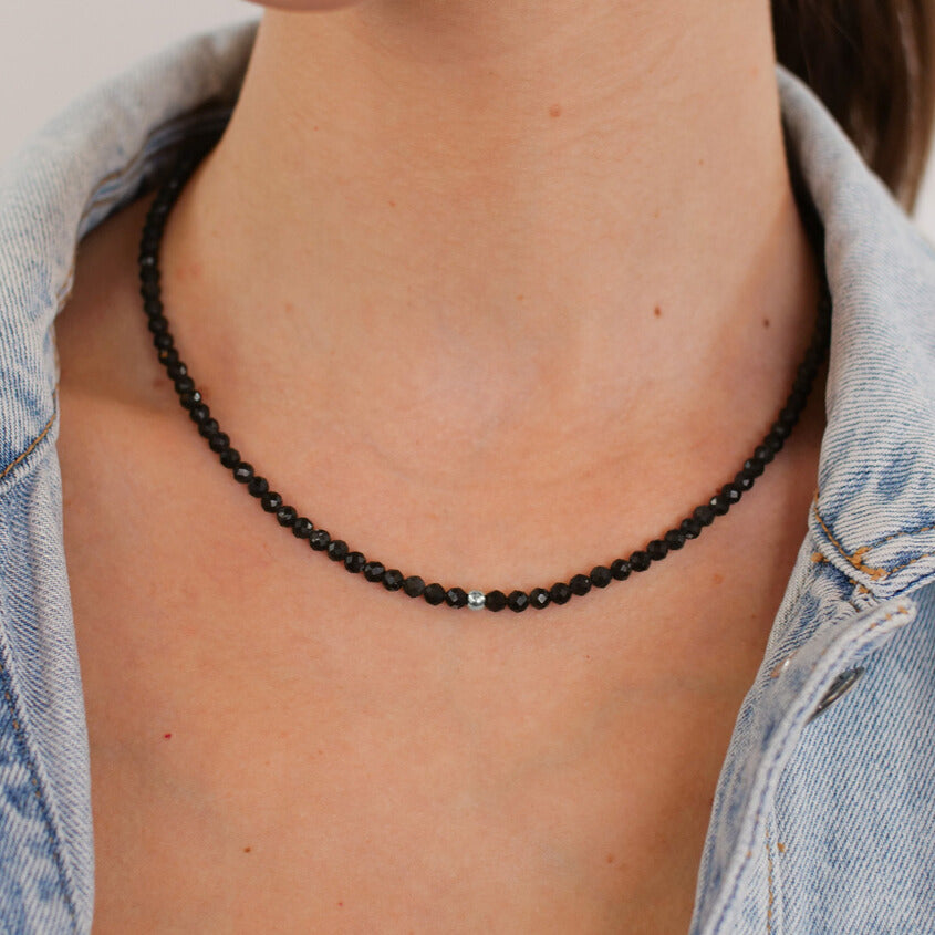 Obsidian Naturstein Perlen Halskette