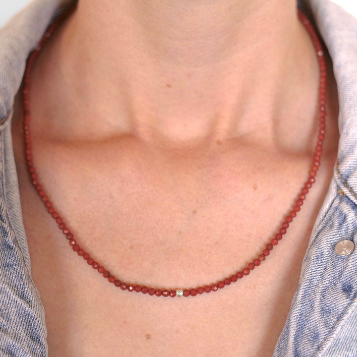 Jaspis Naturstein Perlen Halskette