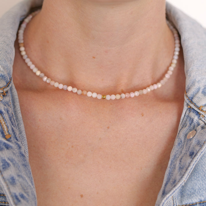 Opal Naturstein Perlen Halskette mit Verschluss