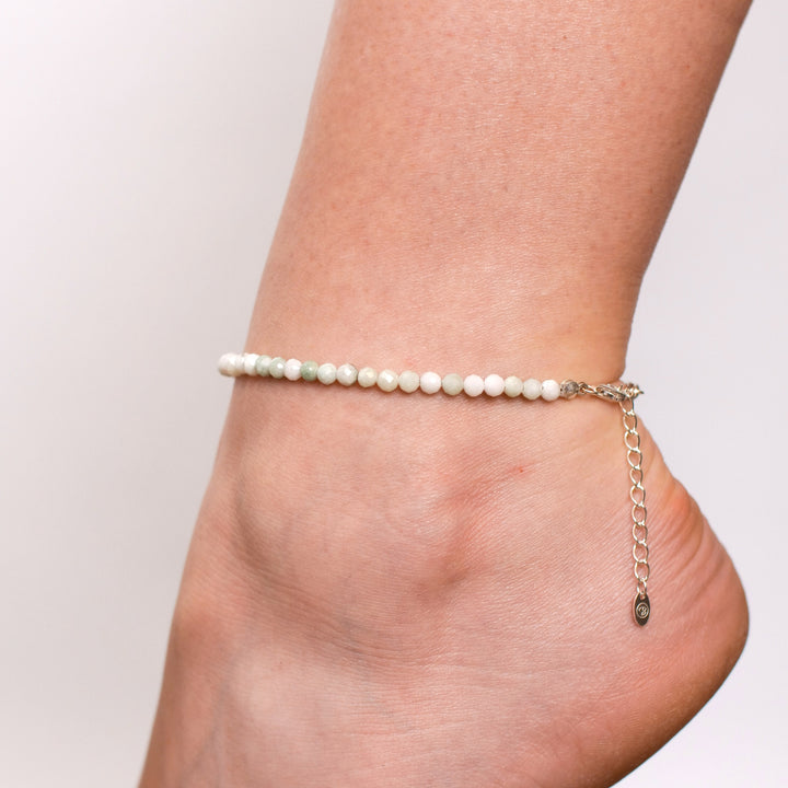 Jade Naturstein Perlen Fußkette mit Verschluss