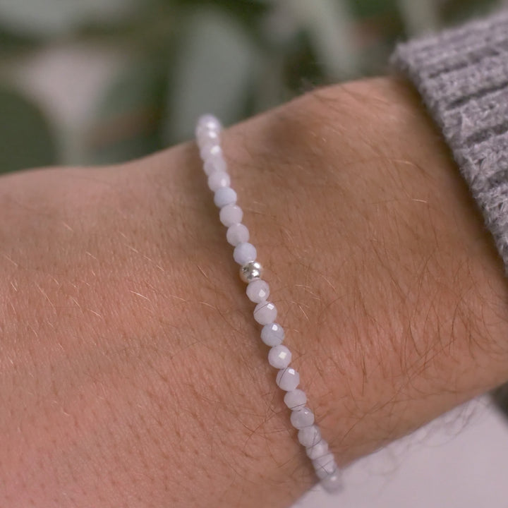 Aquamarin Naturstein Perlen Armband mit Verschluss