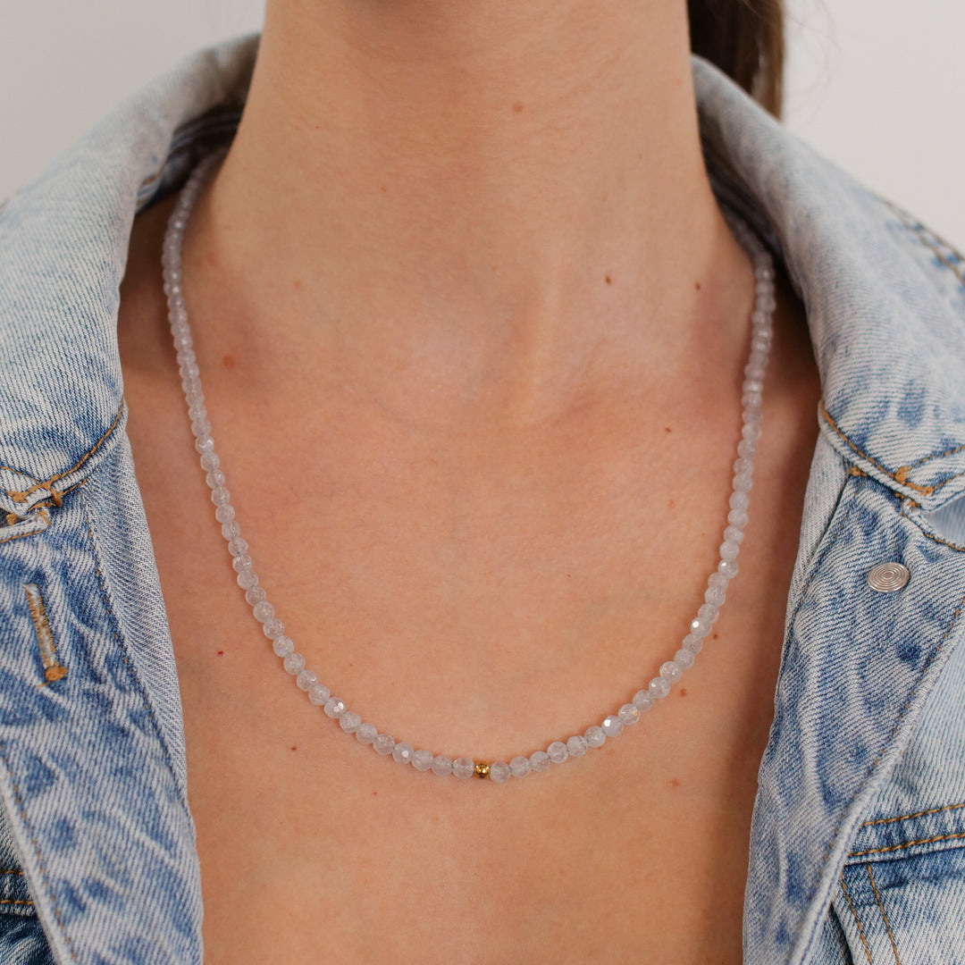 Chalcedon Naturstein Perlen Halskette