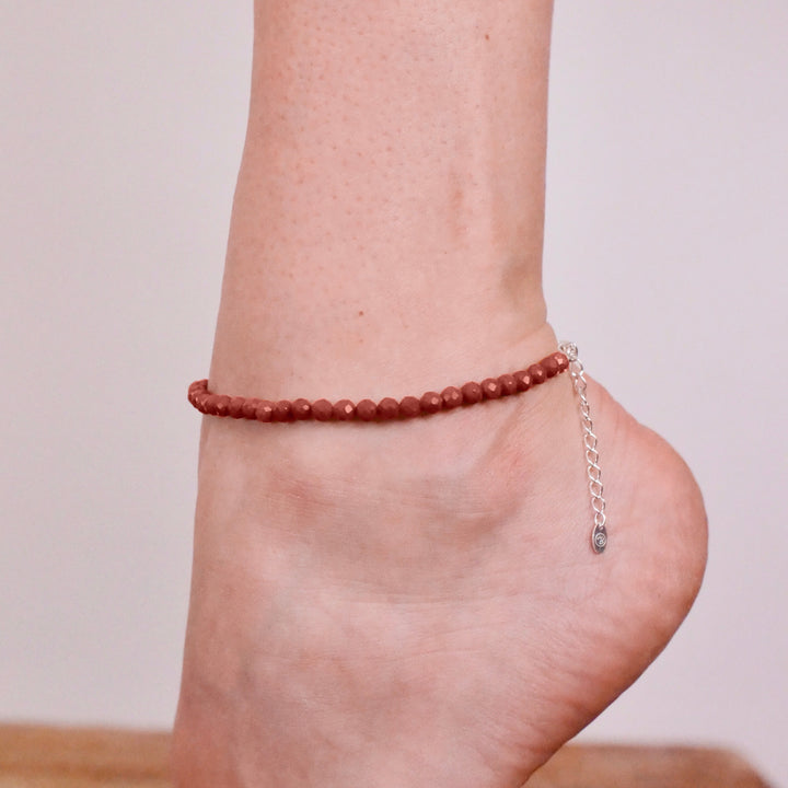 Jaspis Naturstein Perlen Fußkette mit Verschluss