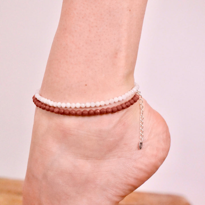 Jaspis Naturstein Perlen Fußkette mit Verschluss