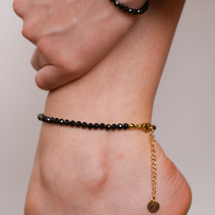 Turmalin Naturstein Perlen Fußkette mit Verschluss