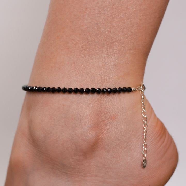 Onyx Naturstein Perlen Fußkette mit Verschluss (Achat farblich beh.)