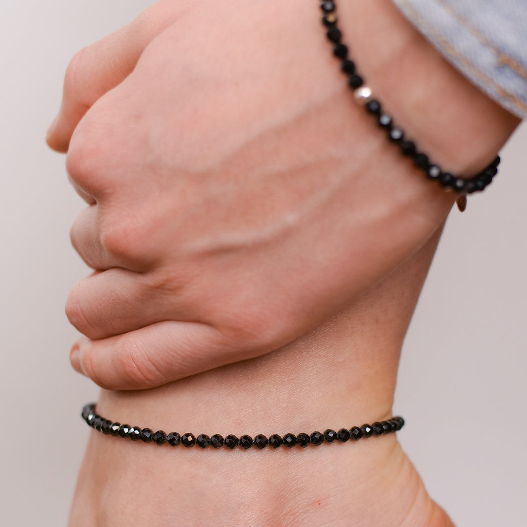 Onyx Naturstein Perlen Fußkette mit Verschluss (Achat farblich beh.)