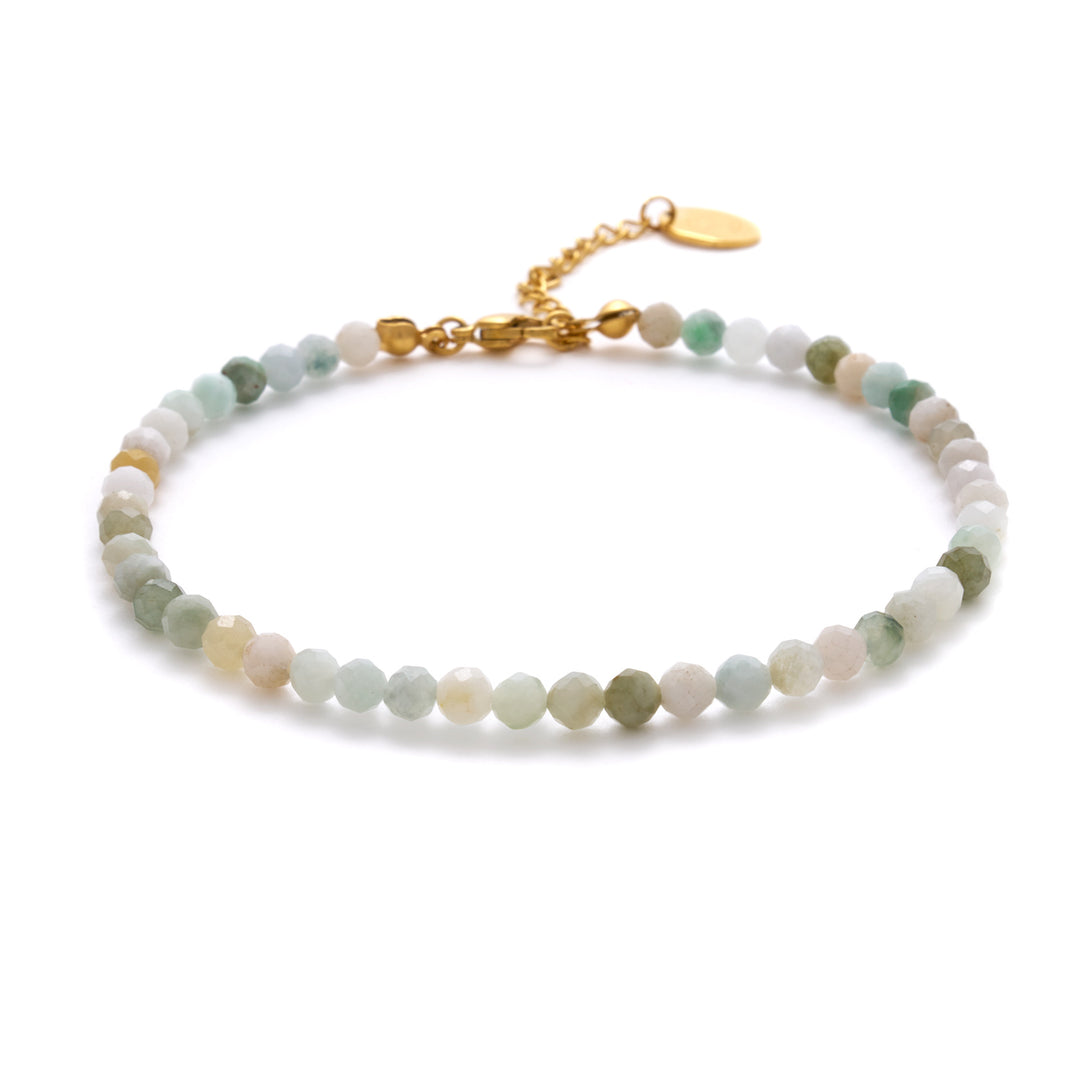Jade Naturstein Perlen Fußkette mit Verschluss