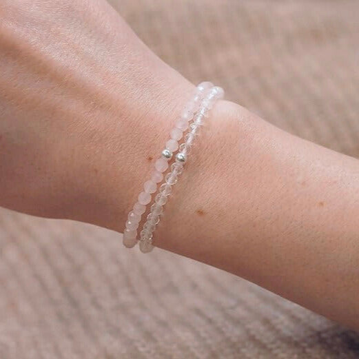 Bergkristall Naturstein Armband mit Perle und Verschluss