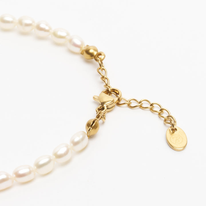 Reis Perlen Armband mit Goldperle und Verschluss
