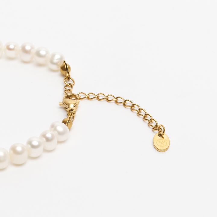 Perlen Fußkette mit vergoldetem Verschluss