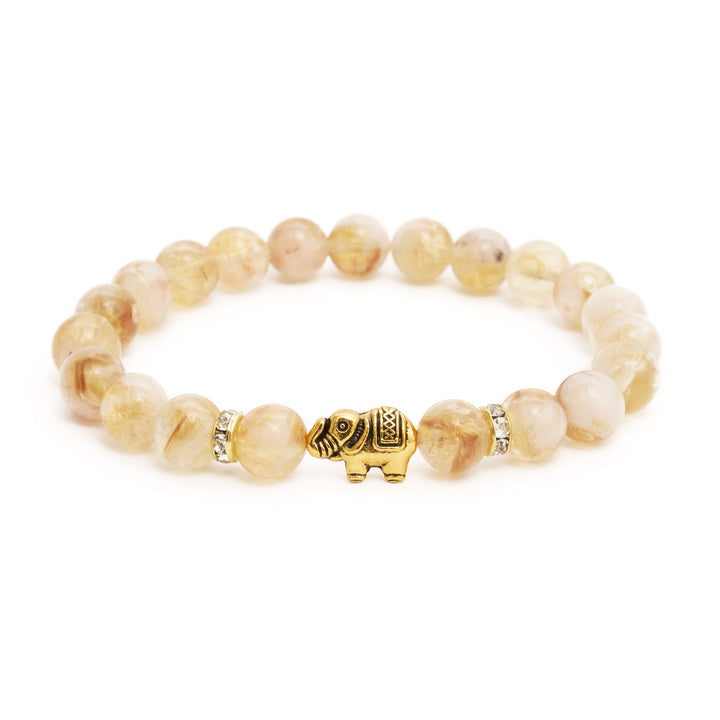 Citrine Natural Stone Elephant Pearl Bracelet