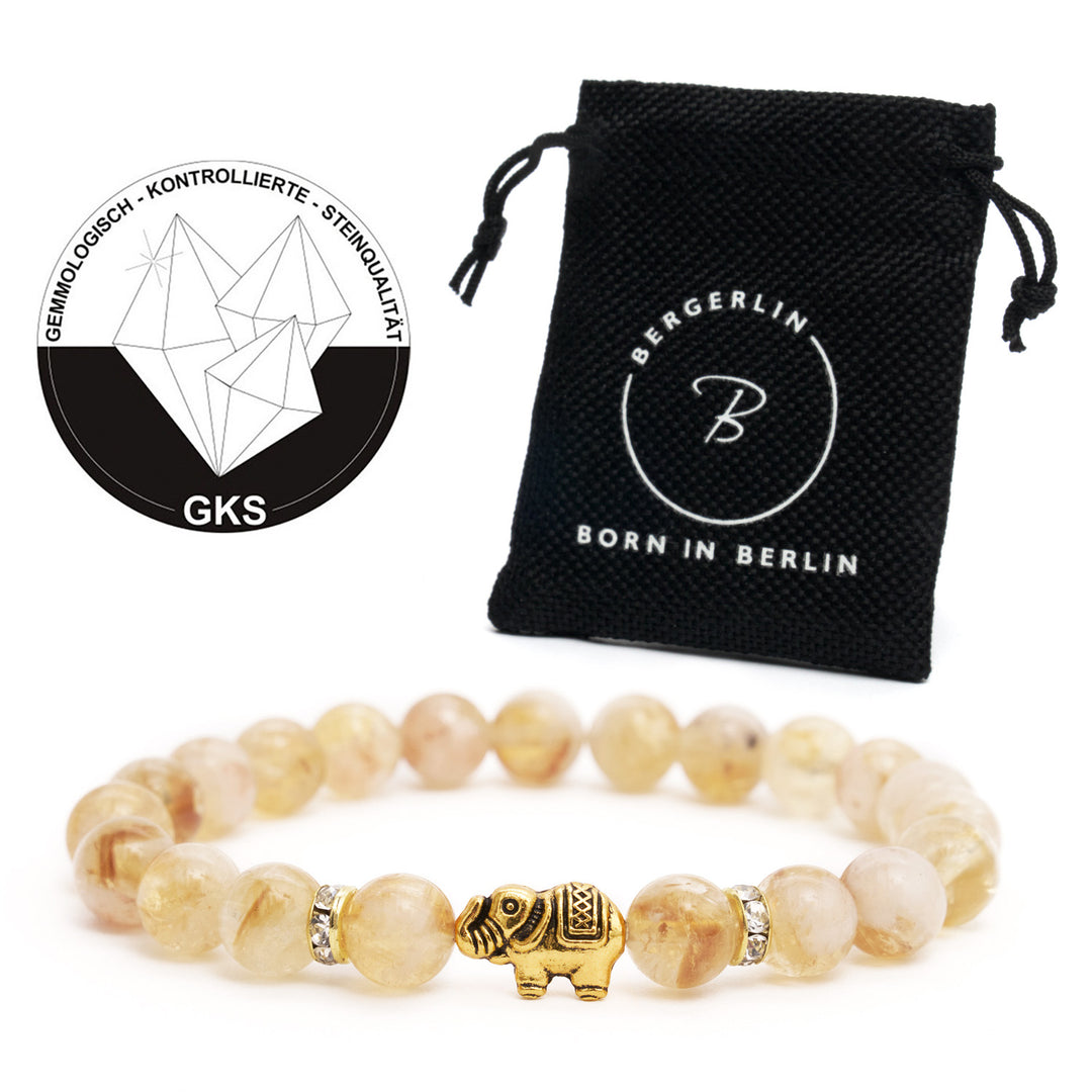 Citrine Natural Stone Elephant Pearl Bracelet