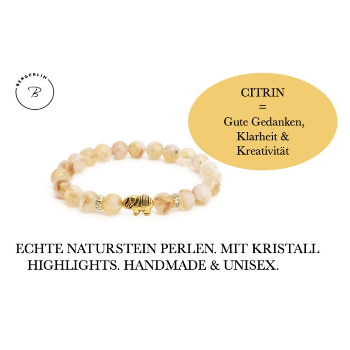 Citrine Natural Stone Elephant Pearl Bracelet