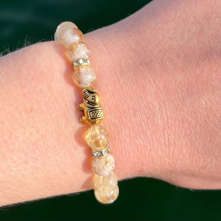 Citrine Natural Stone Elephant Pearl Bracelet