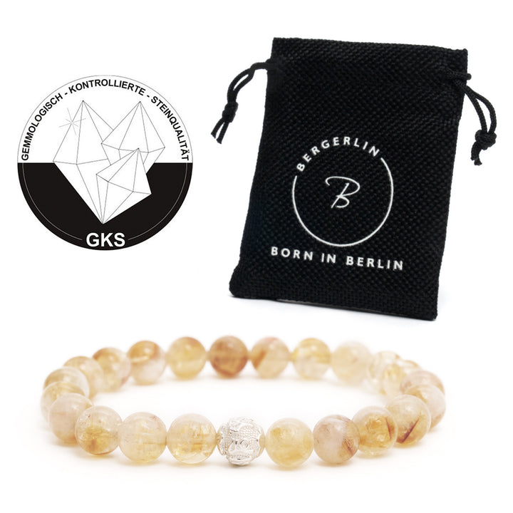 Citrine Natural Stone Pearl Bracelet with Silver Pearl