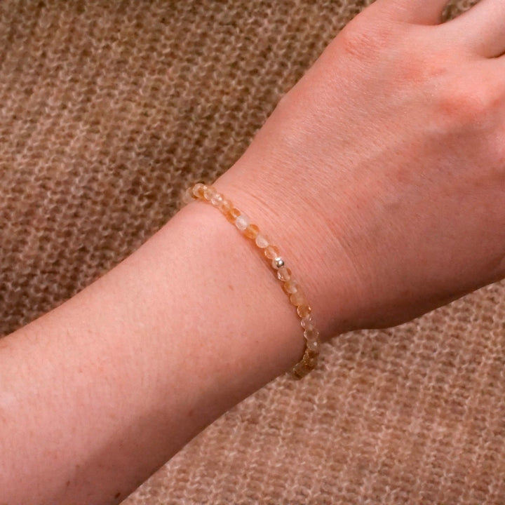 Citrine Natural Stone Bracelet with Silver Pearl
