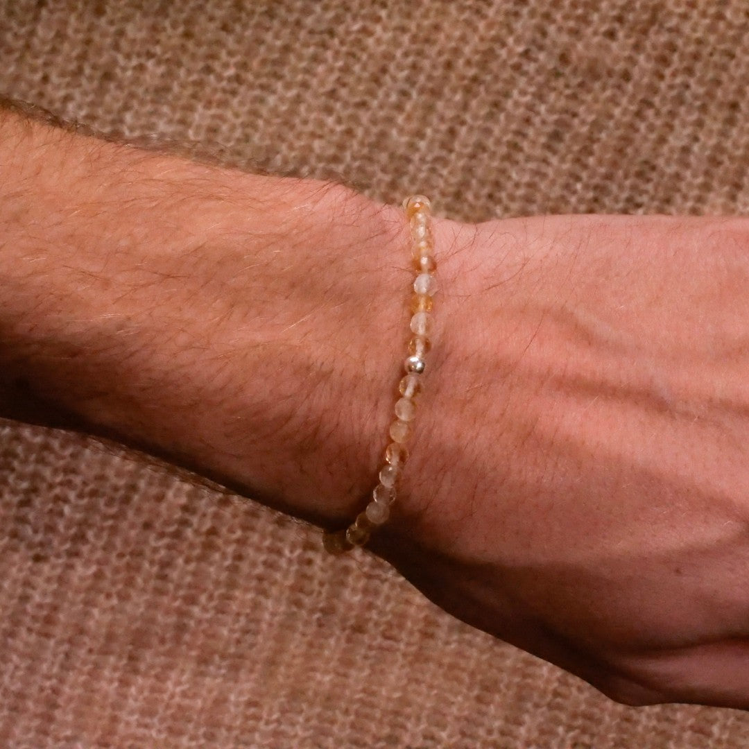 Citrine Natural Stone Bracelet with Silver Pearl
