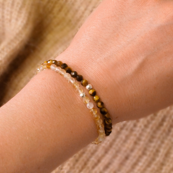 Citrine Natural Stone Bracelet with Silver Pearl