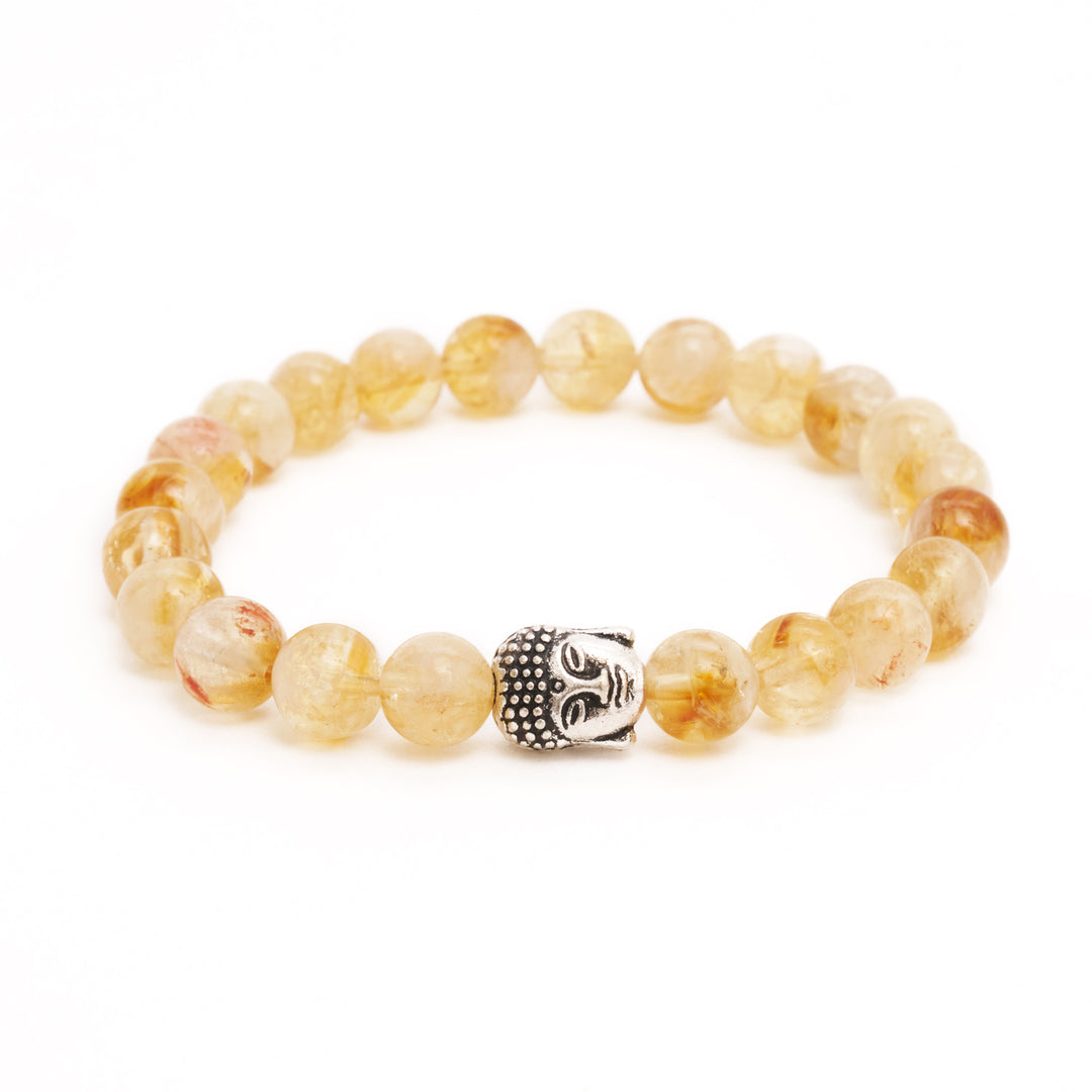 Citrin Naturstein Buddha Perlen Armband