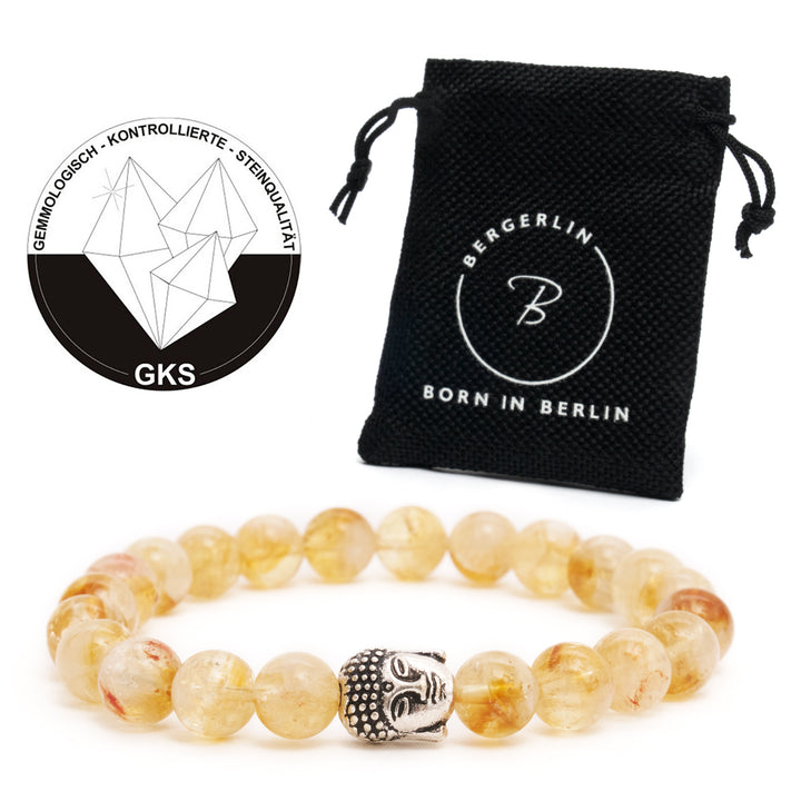 Citrin Naturstein Buddha Perlen Armband