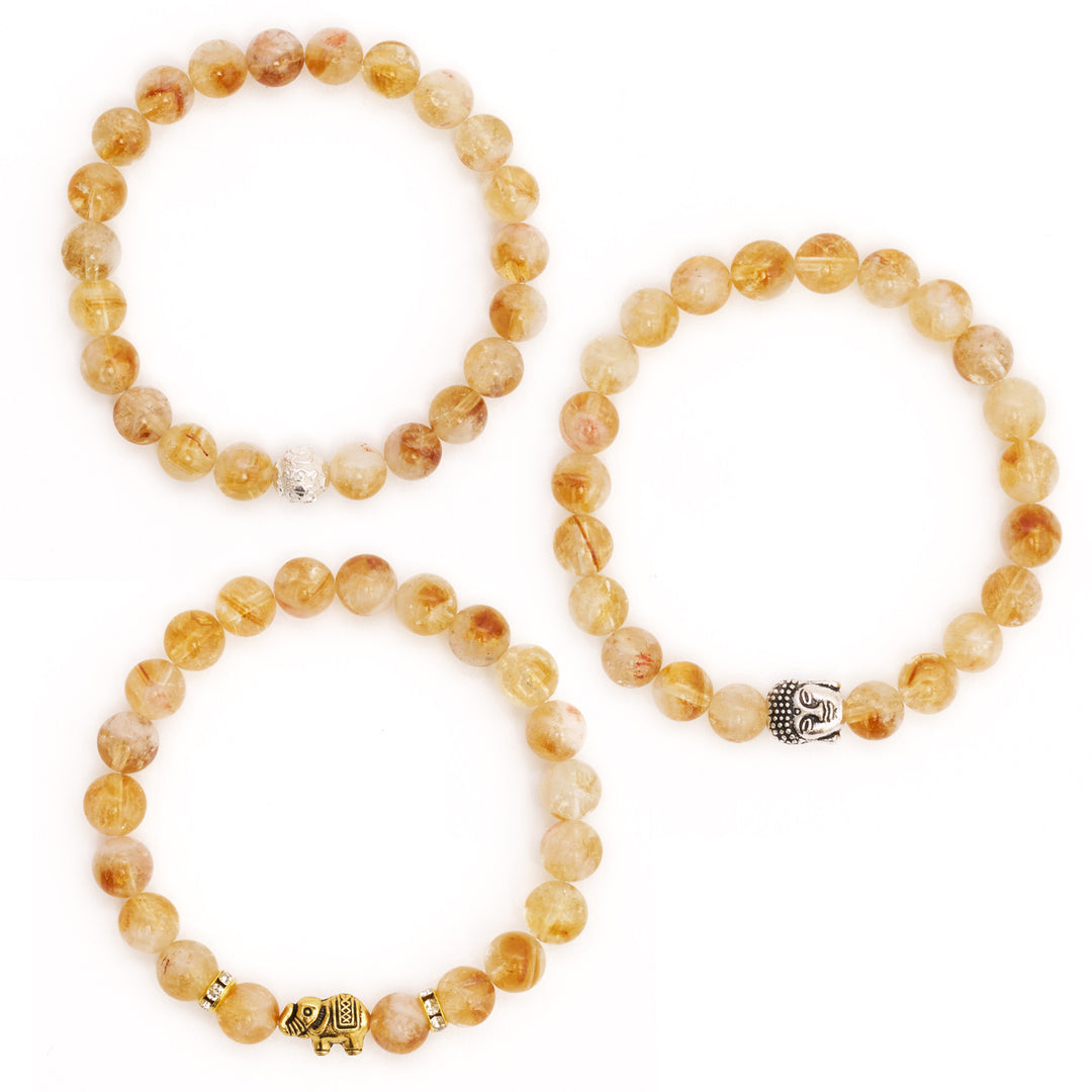Citrin Naturstein Buddha Perlen Armband