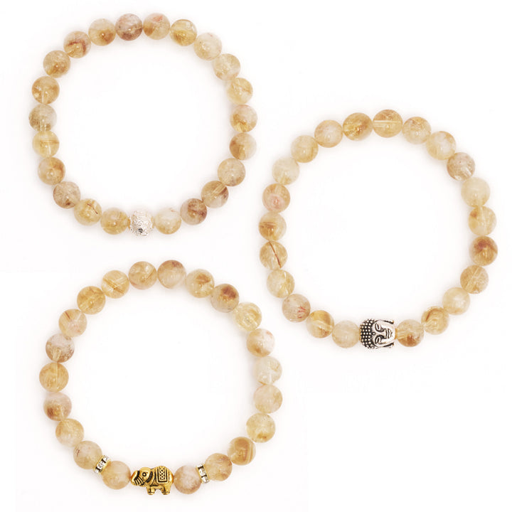 Citrine Natural Stone Buddha Pearl Bracelet