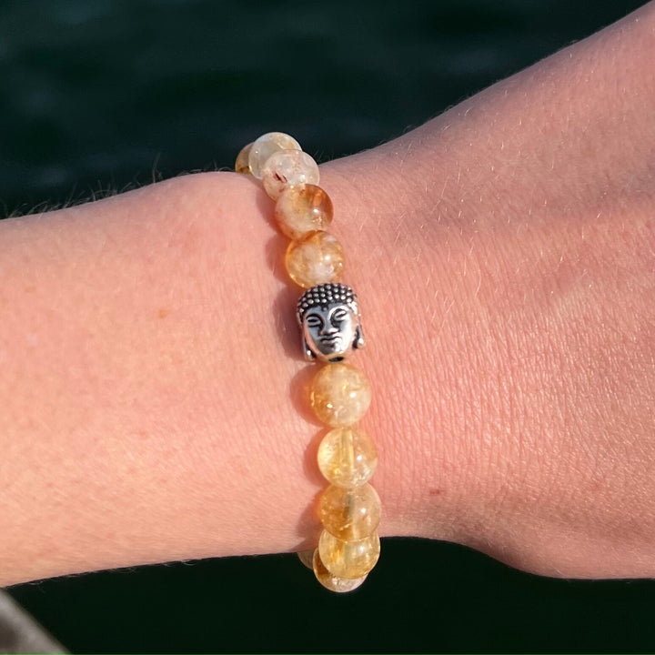 Citrin Naturstein Buddha Perlen Armband