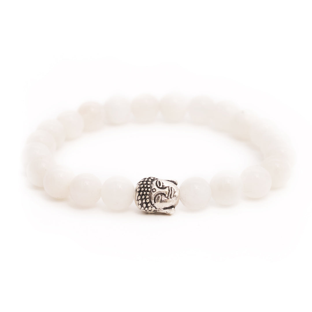 Mondstein Naturstein Buddha Perlen Armband