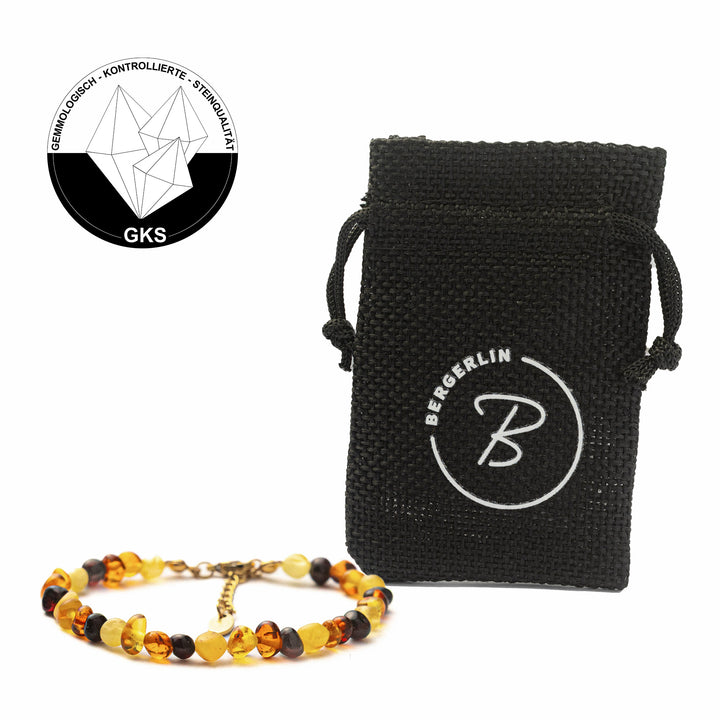 Amber Natural Stone Bead Bracelet with Gold-Plated Clasp