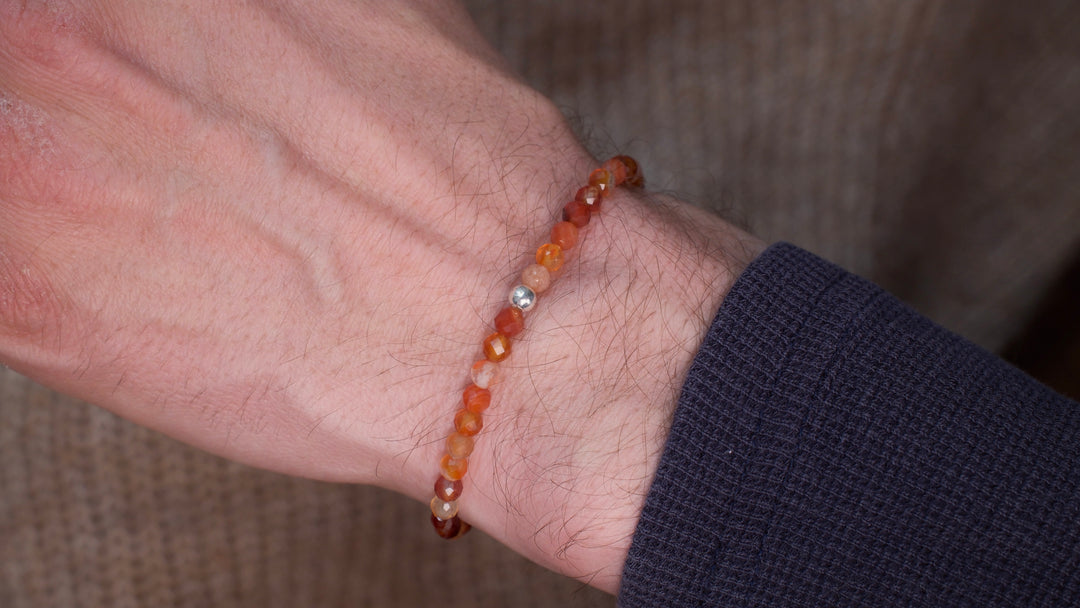 Karneol Naturstein Armband mit Silberperle