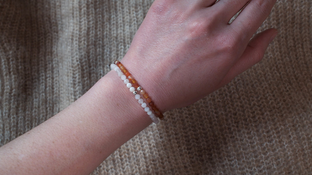 Karneol Naturstein Armband mit Silberperle