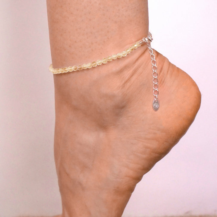 Citrin Naturstein Perlen Fußkette mit Verschluss