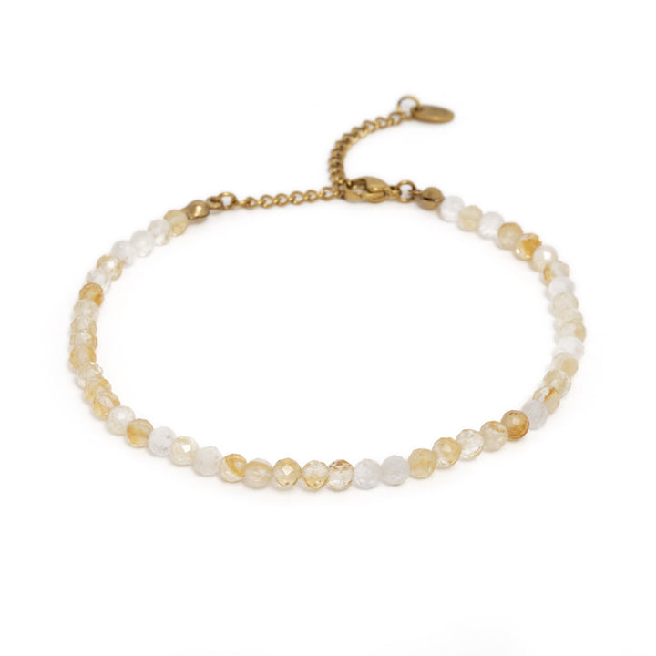 Citrin Naturstein Perlen Fußkette mit Verschluss