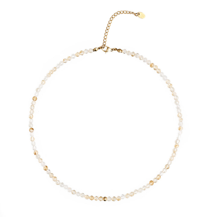 Citrin Naturstein Perlen Halskette mit Verschluss