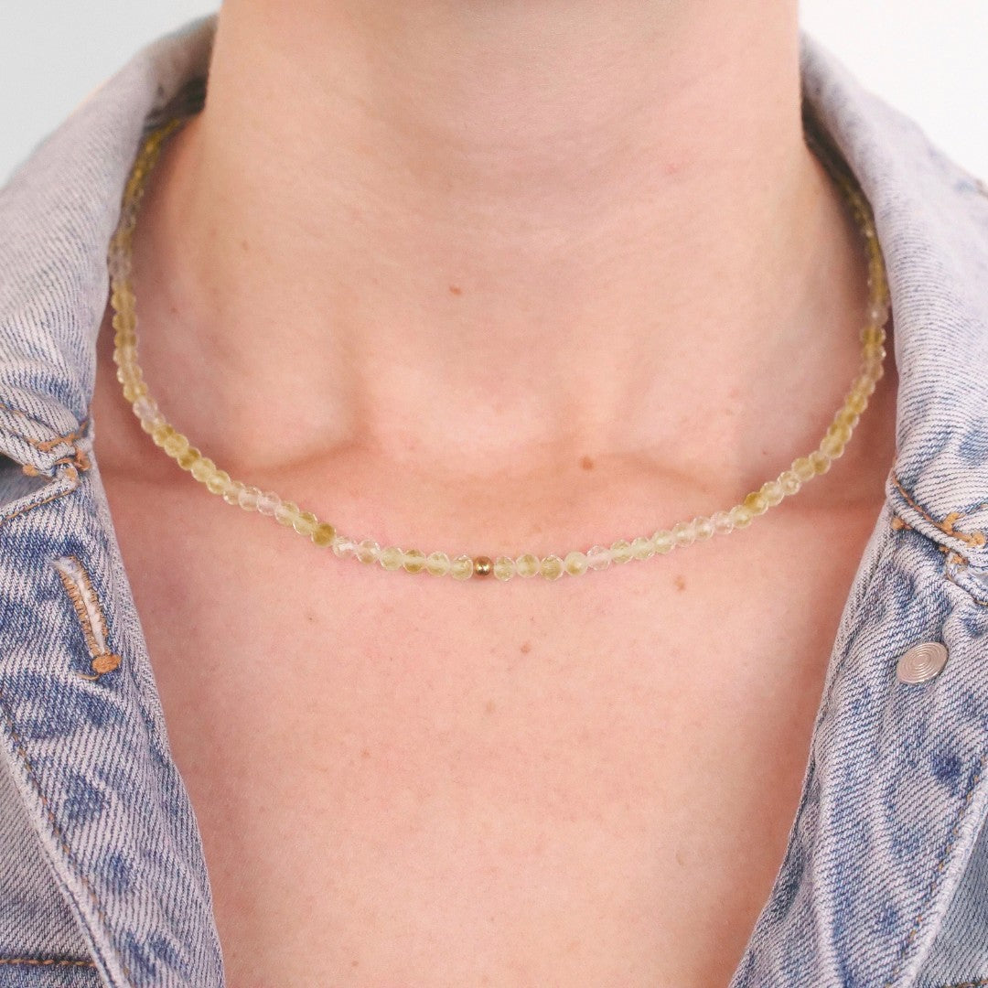 Citrin Naturstein Perlen Halskette mit Verschluss