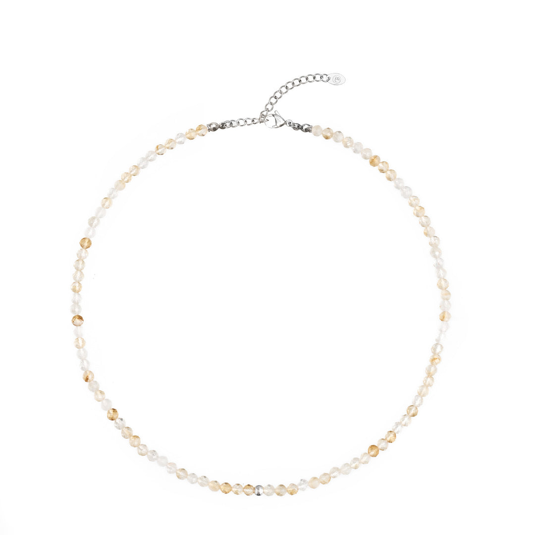 Citrin Naturstein Perlen Halskette mit Verschluss