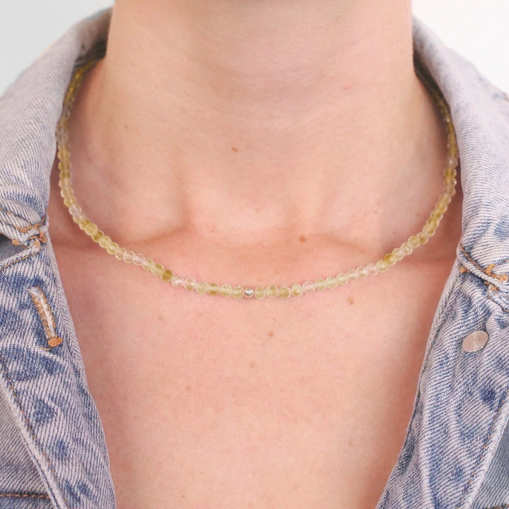 Citrin Naturstein Perlen Halskette mit Verschluss